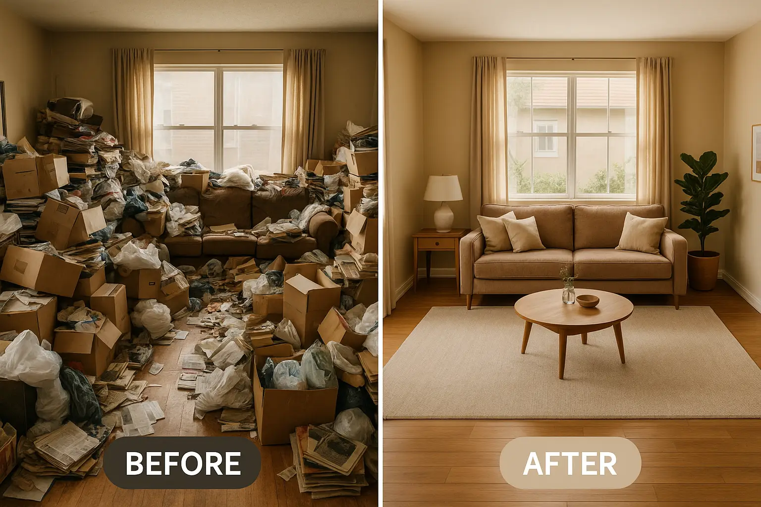 Before and after extreme cleaning