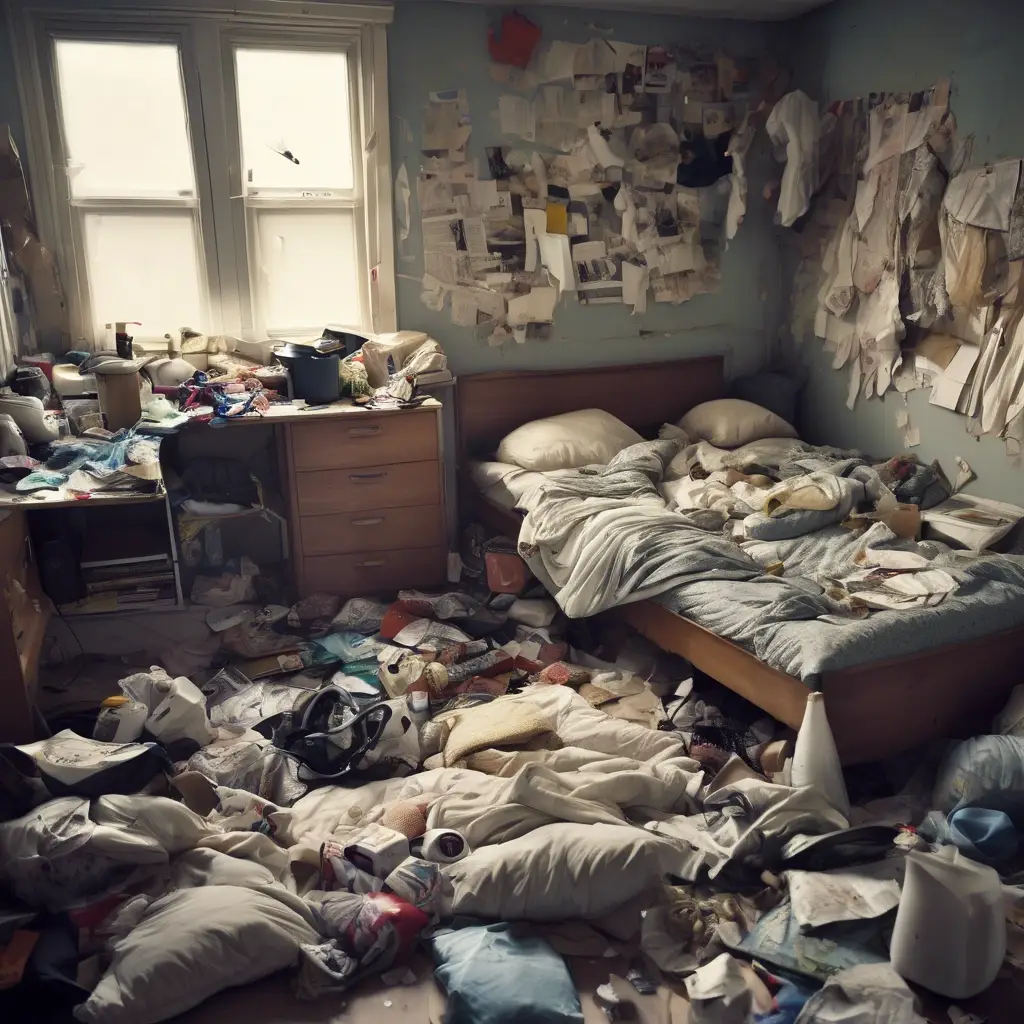 Visible rubbish and clutter before removal