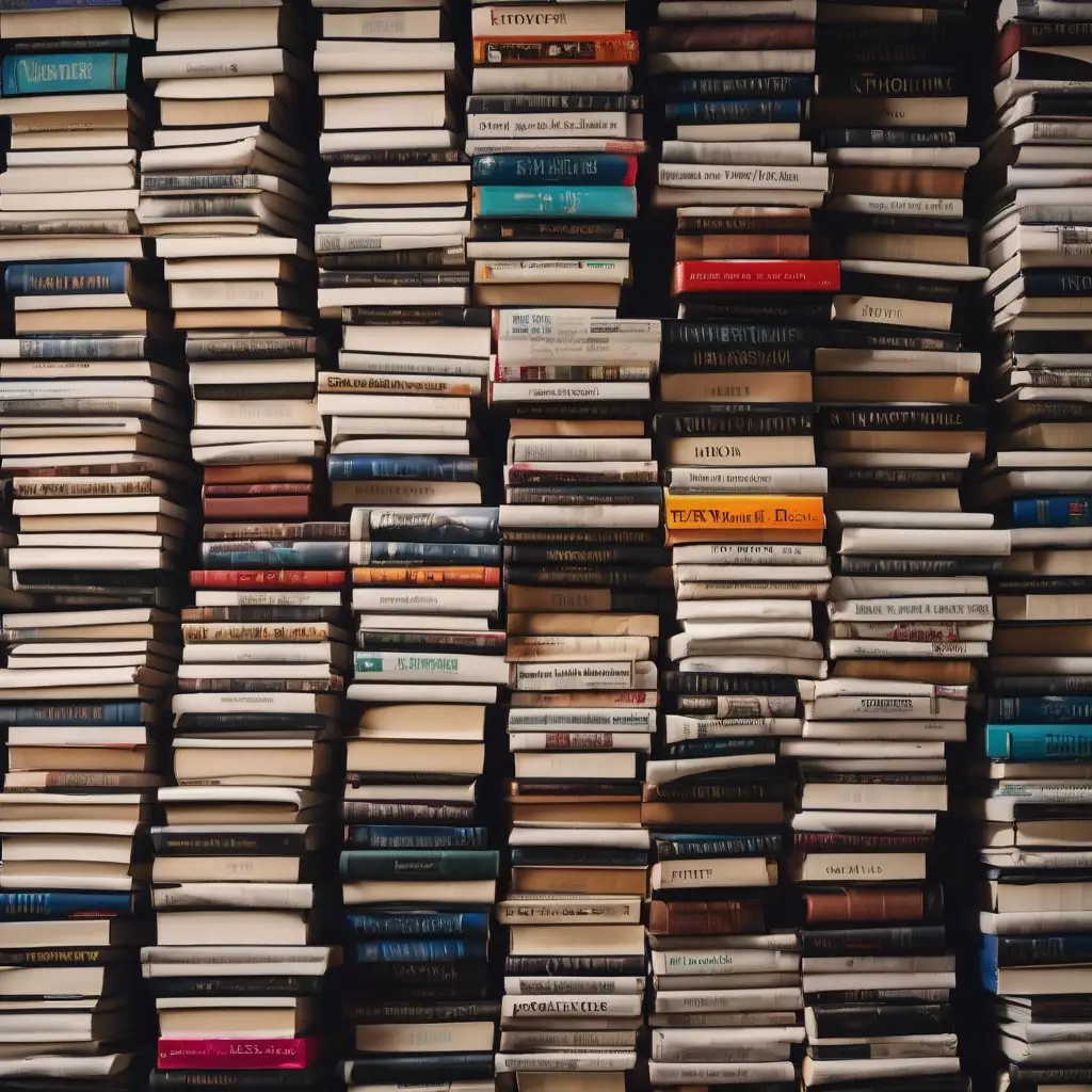 Stacked books neatly placed after clearing